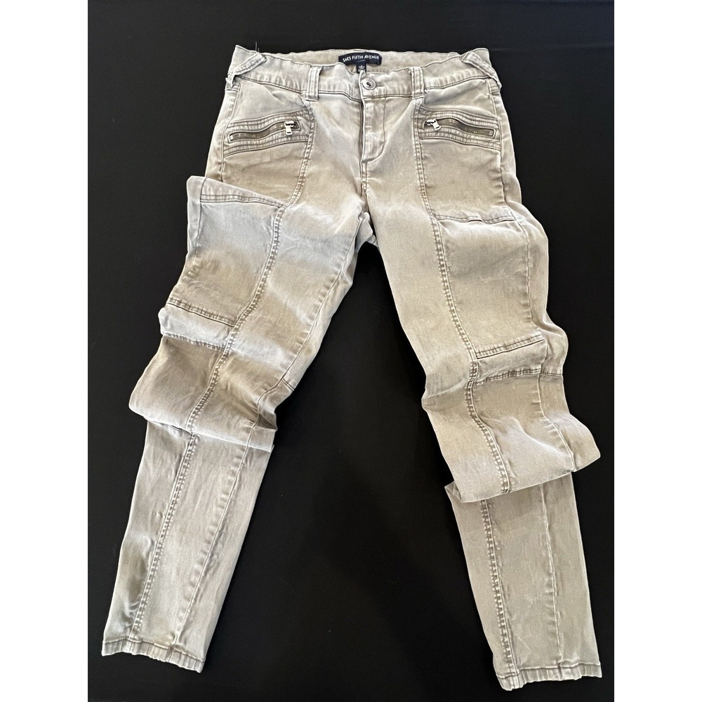 Saks Fifth Avenue Grey Tencel Utility Skinny Pants Sz 2 Zipper Moto Cargo